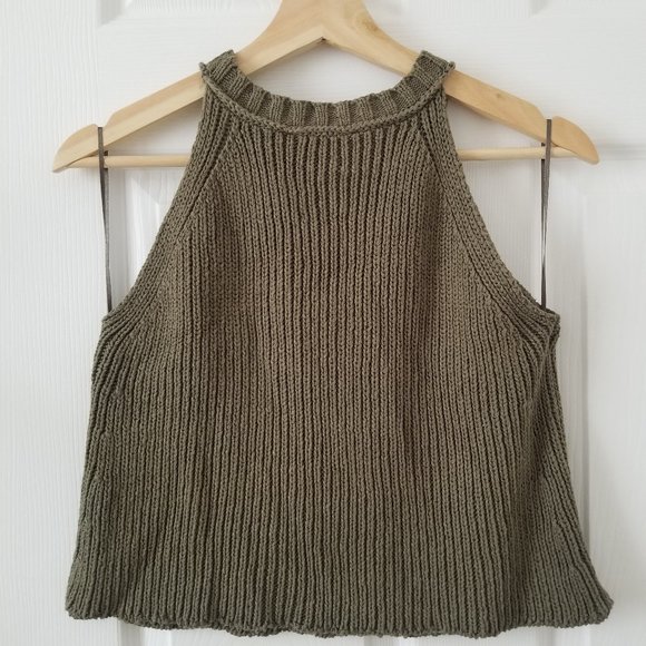 Vintage 1990s Y2K cropped knit tank top - Picture 2 of 5